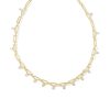 Kendra Scott Necklaces | Lindy Gold Crystal Chain Necklace In White Crystal