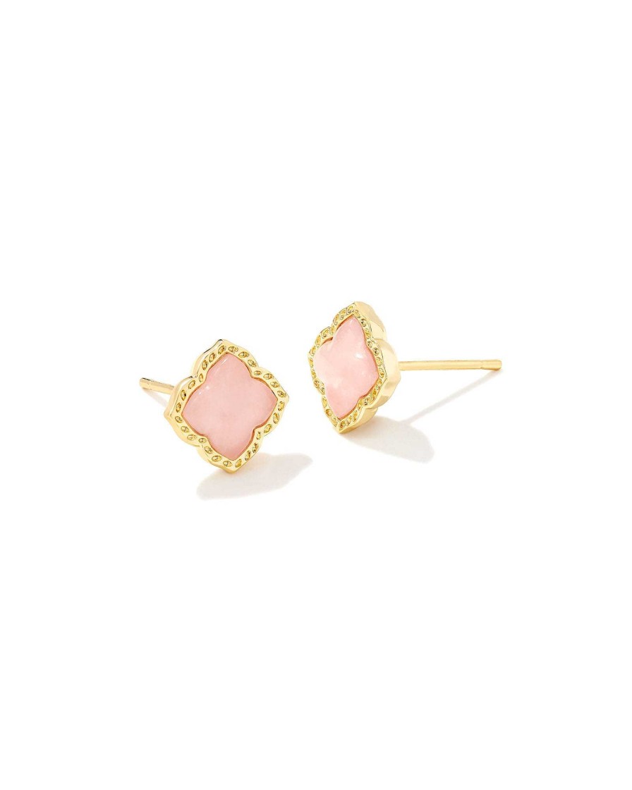 Kendra Scott Earrings | Mallory Gold Stud Earrings In Rose Quartz