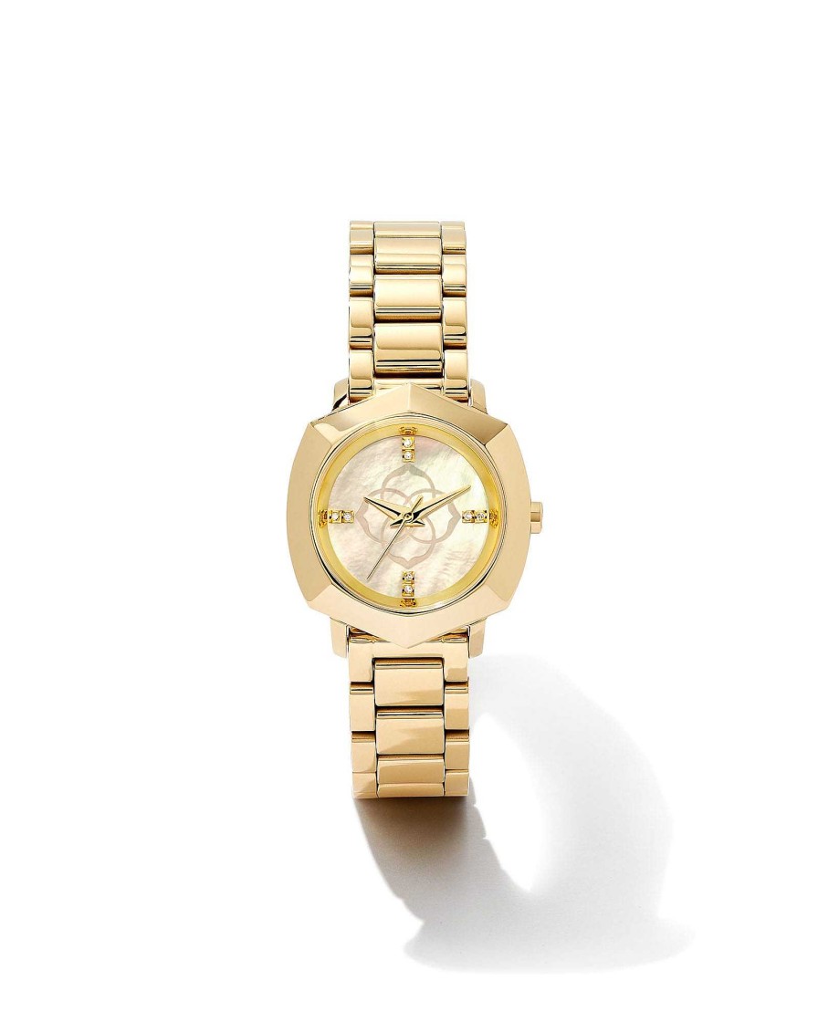 Kendra Scott Watches | Dira Gold Tone Stainless Steel 28Mm Watch In Ivory Mother-Of-Pearl