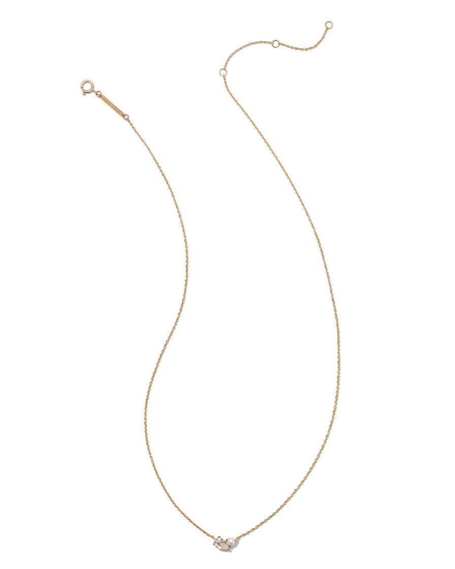 Kendra Scott Necklaces | Toi Et Moi 14K Yellow Gold Pendant Necklace In White Sapphire And White Pearl