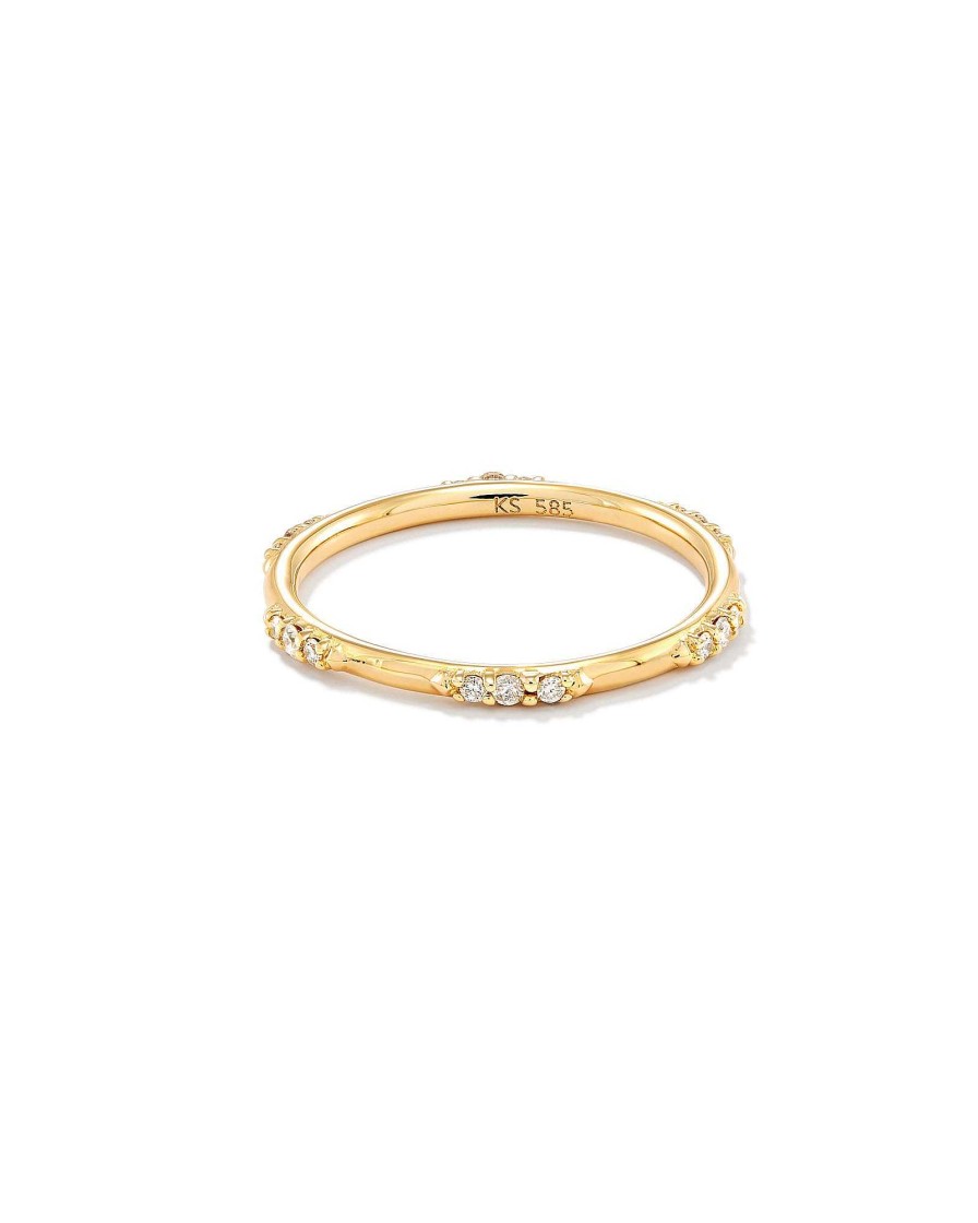 Kendra Scott Rings | Posey 14K Yellow Gold Band Ring In White Diamonds