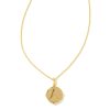 Kendra Scott Necklaces | Letter A Gold Disc Reversible Pendant Necklace In Iridescent Abalone