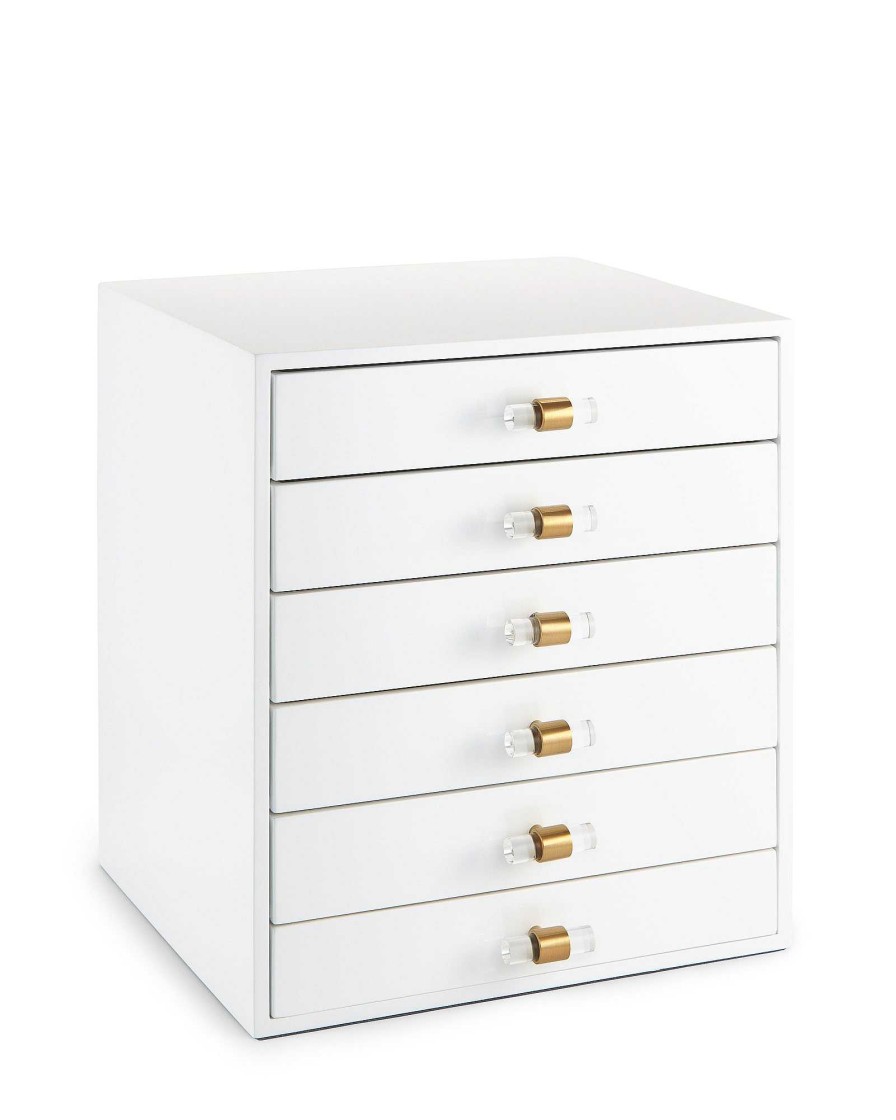 Kendra Scott Storage & Accessories | Tall Antique Brass Jewelry Box In White Lacquer