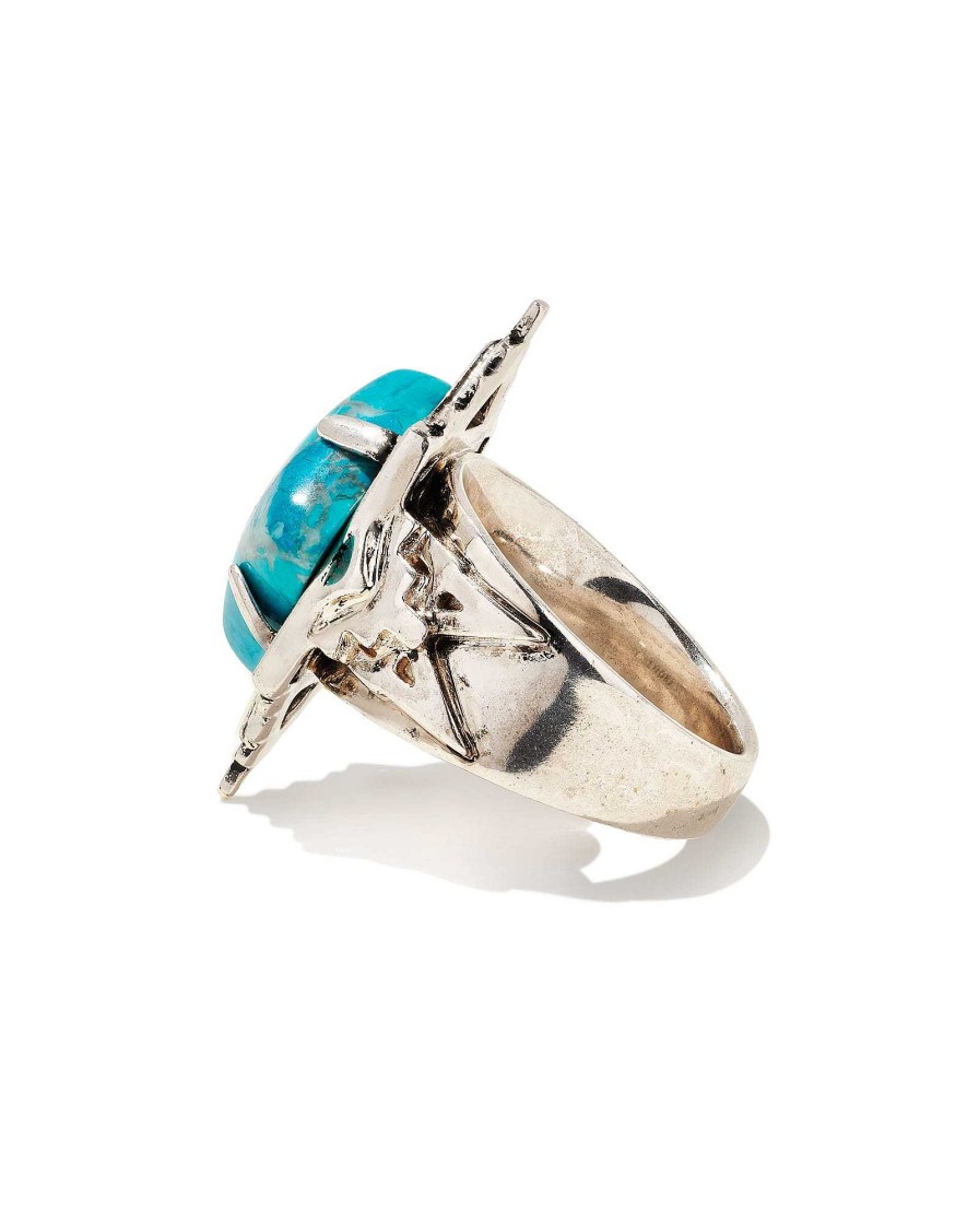 Kendra Scott Rings | Cass Vintage Silver Cocktail Ring In Variegated Dark Teal Magnesite