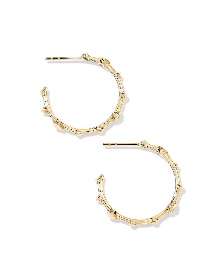 Kendra Scott Earrings | Michelle 14K Yellow Gold Hoop Earrings In White Diamond