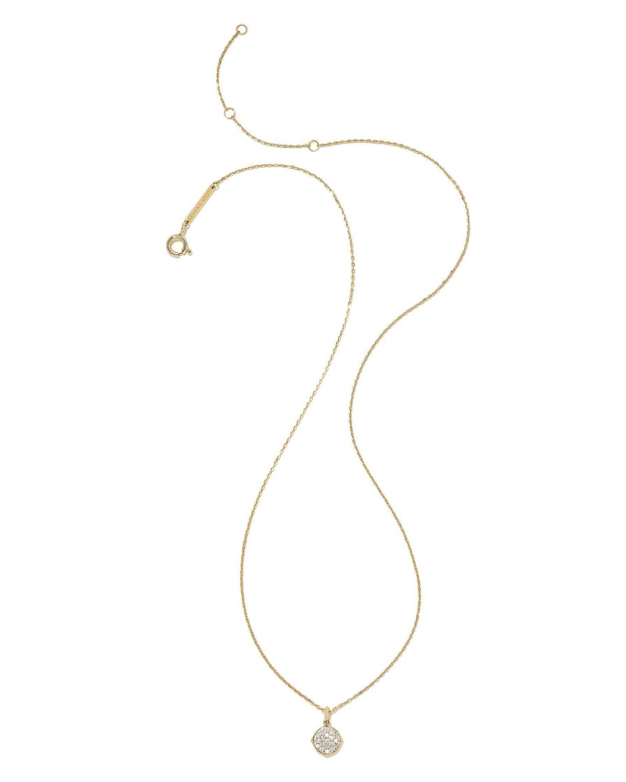 Kendra Scott Necklaces | Matilda 14K Yellow Gold Pendant Necklace In White Diamond