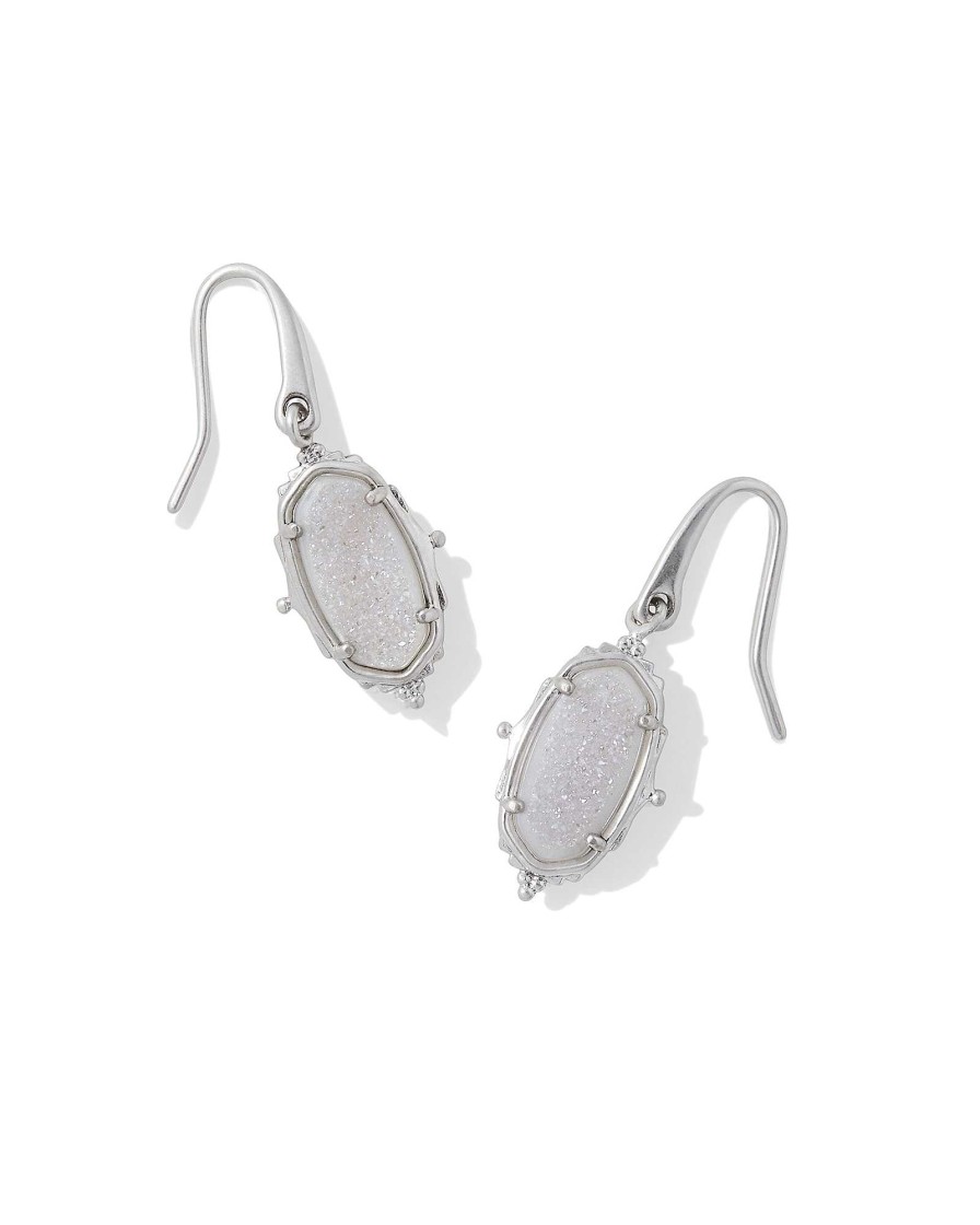 Kendra Scott Earrings | Baroque Vintage Silver Lee Drop Earrings In Iridescent Drusy