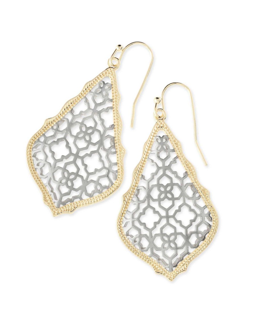 Kendra Scott Earrings | Addie Gold Drop Earrings In Silver Filigree Mix