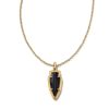 Kendra Scott Necklaces | Skylar Vintage Gold Short Pendant Necklace In Black Banded Agate