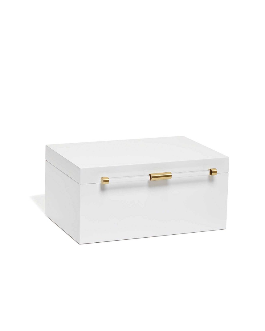 Kendra Scott Storage & Accessories | Medium Antique Brass Jewelry Box In White Lacquer