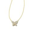 Kendra Scott Necklaces | Lillia Crystal Butterfly Gold Pendant Necklace In White Crystal