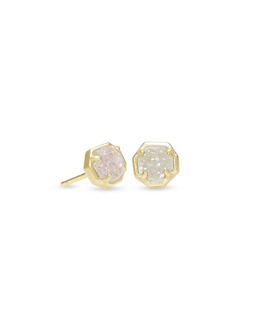 Kendra Scott Earrings | Nola Gold Stud Earrings In Iridescent Drusy