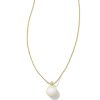 Kendra Scott Necklaces | Hadleigh 14K Yellow Gold Pendant Necklace In White Pearl