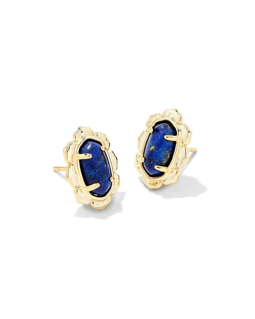 Kendra Scott Earrings | Piper Gold Stud Earrings In Blue Lapis