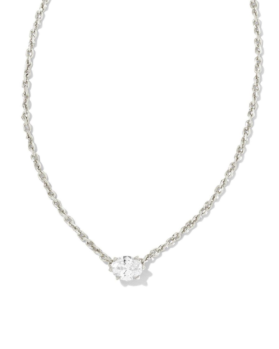 Kendra Scott Necklaces | Cailin Silver Pendant Necklace In White Crystal