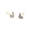 Kendra Scott Earrings | Heart 14K Yellow Gold Stud Earrings In White Diamonds