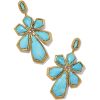 Kendra Scott Earrings | Layne Vintage Gold Statement Earrings In Variegated Turquoise Magnesite