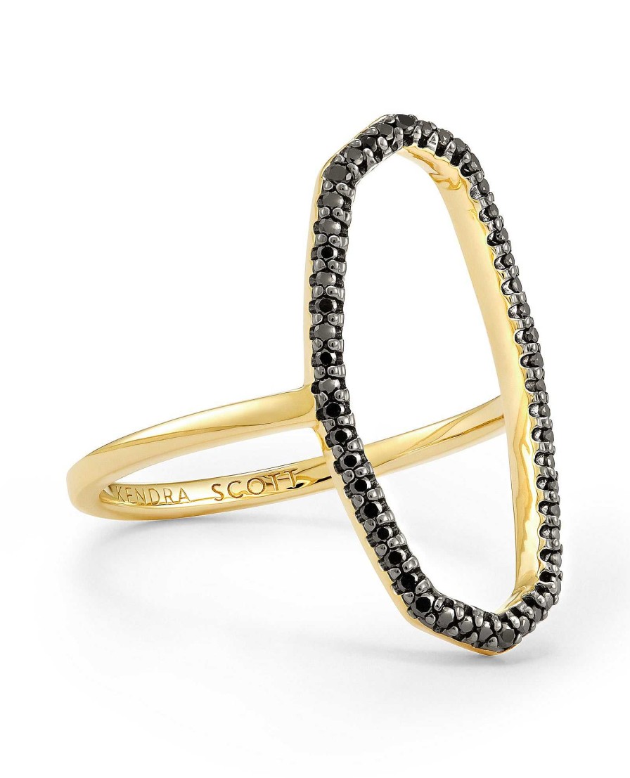 Kendra Scott Rings | Dani 14K Yellow Gold Open Ring In Black Diamond