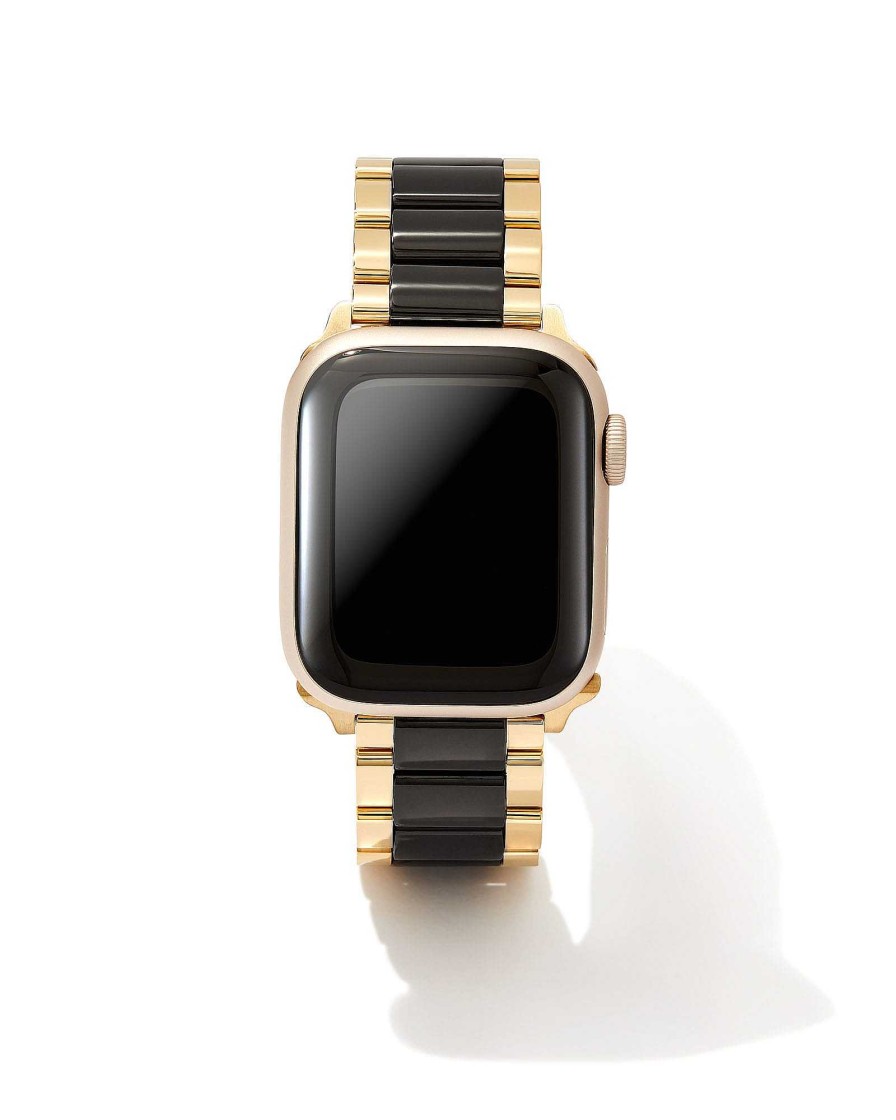 Kendra Scott Watches | Dira 3 Link Watch Band In Gold Tone & Black Stainless Steel