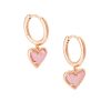 Kendra Scott Earrings | Ari Heart Rose Gold Huggie Earrings In Light Pink Drusy