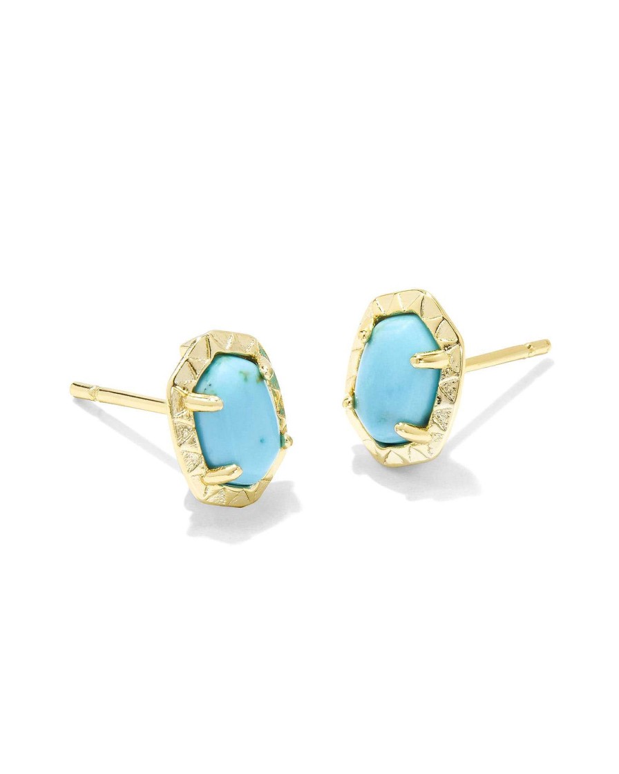 Kendra Scott Earrings | Daphne Gold Stud Earrings In Variegated Turquoise Magnesite