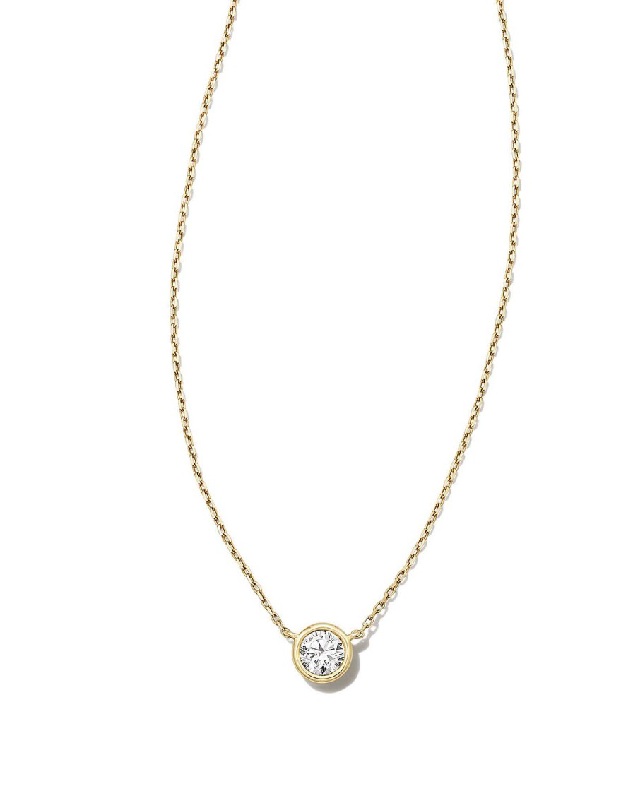 Kendra Scott Necklaces | Lab Grown White Diamond Audrey Pendant Necklace In 14K Yellow Gold