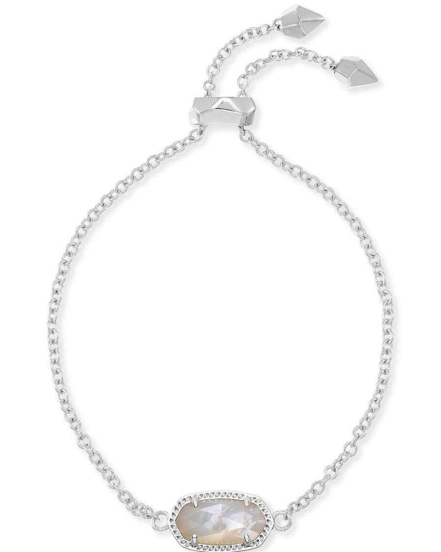 Kendra Scott Bracelets | Elaina Silver Adjustable Chain Bracelet In Ivory Pearl