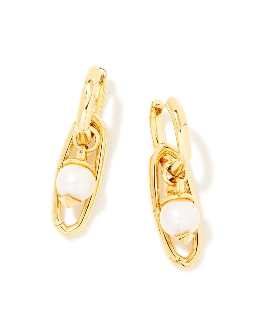 Kendra Scott Earrings | Brooklyn Convertible Pearl 18K Gold Vermeil Charm Earrings In White Pearl