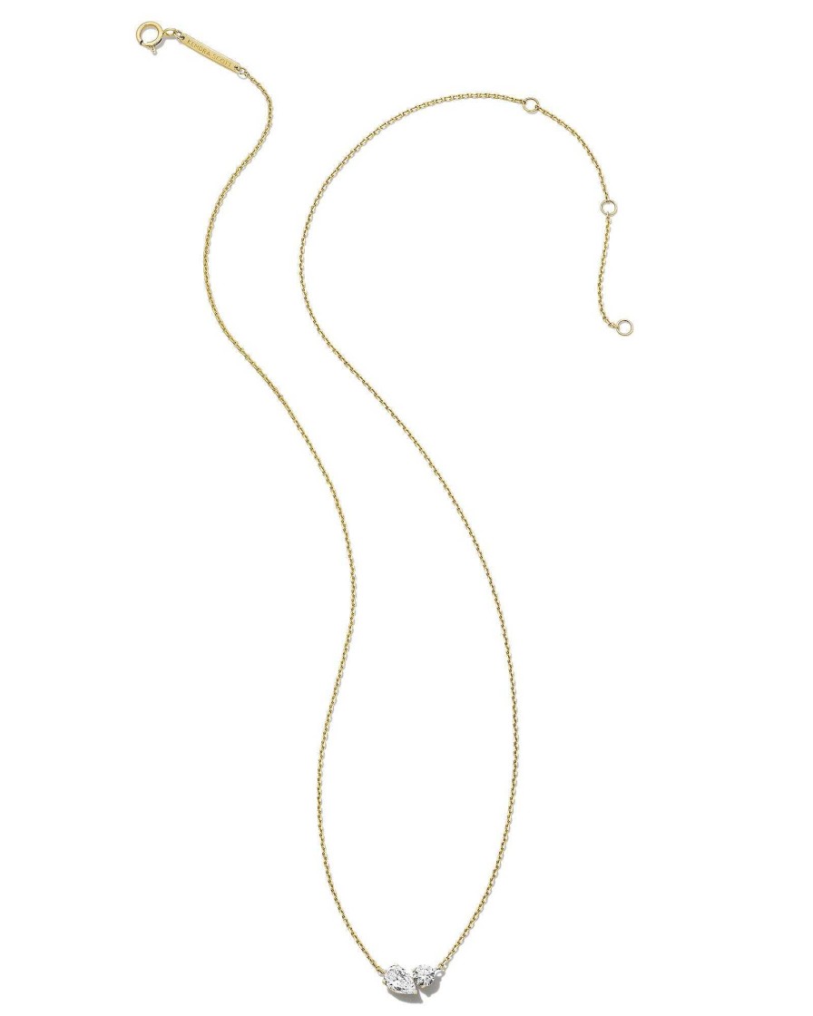 Kendra Scott Necklaces | Lab Grown White Diamond Toi Et Moi Small Pendant Necklace In 14K Yellow Gold