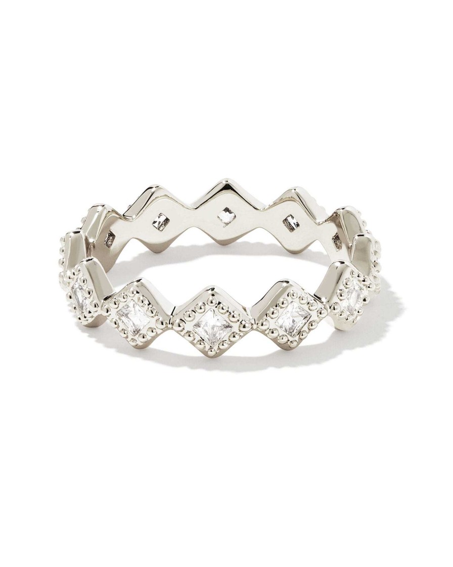 Kendra Scott Rings | Kinsley Silver Band Ring In White Crystal