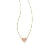 Kendra Scott Necklaces | Framed Ari Heart Gold Short Pendant Necklace In Light Pink Drusy