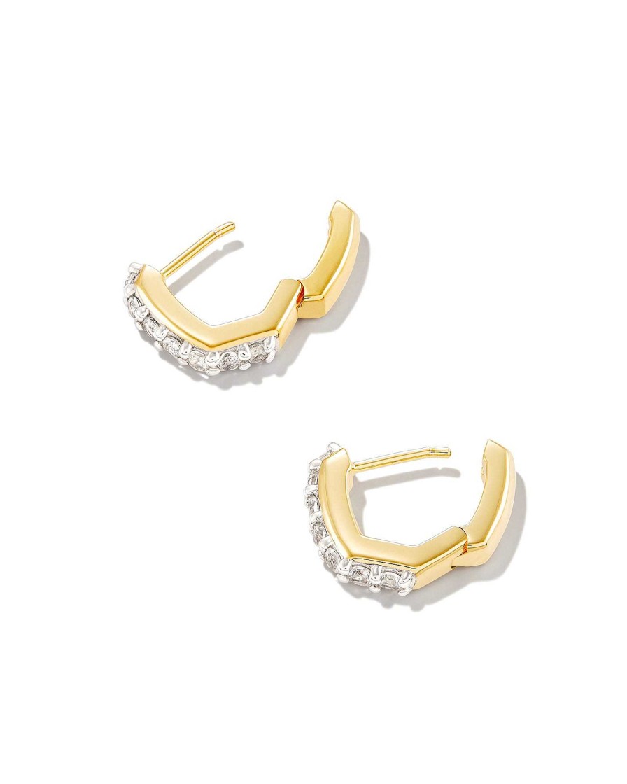 Kendra Scott Earrings | Davie 18K Gold Vermeil Huggie Earrings In White Topaz