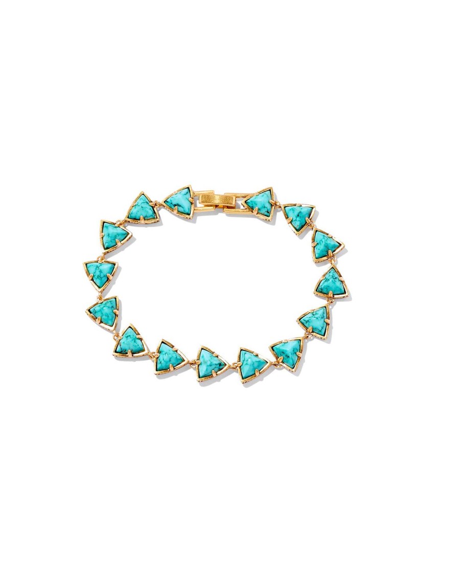 Kendra Scott Bracelets | Robby Vintage Gold Link And Chain Bracelet In Variegated Turquoise Magnesite