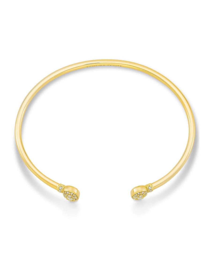 Kendra Scott Bracelets | Grayson Gold Cuff Bracelet In White Crystal