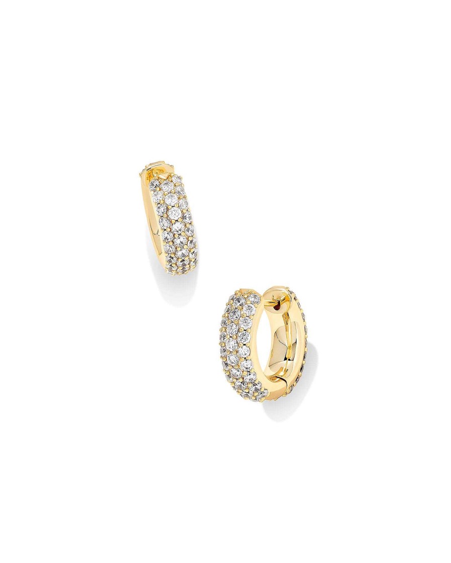 Kendra Scott Earrings | Mikki Pave Huggie Earrings In Gold