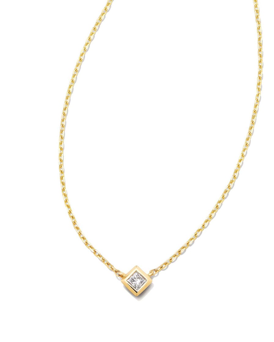 Kendra Scott Necklaces | Michelle 14K Yellow Gold Pendant Necklace In White Diamond