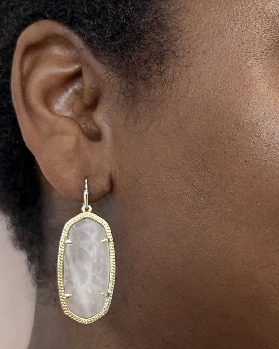 Kendra Scott Earrings | Elle Gold Drop Earrings In Rose Quartz