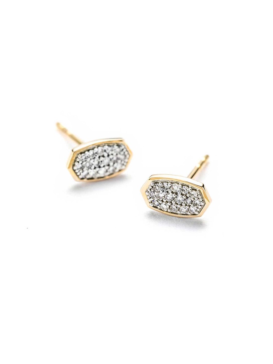 Kendra Scott Earrings | Marisa Stud Earrings In White Diamond And 14K Yellow Gold