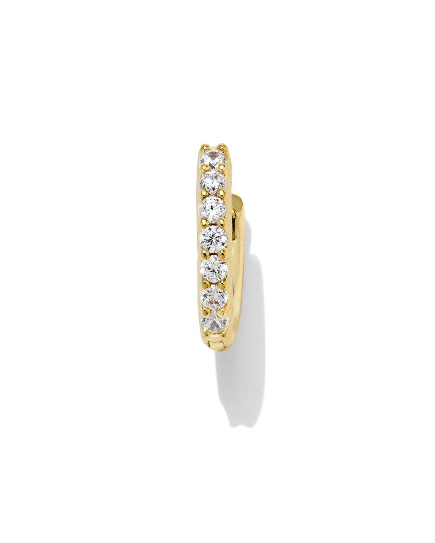 Kendra Scott Earrings | Addison Gold Crystal Single Huggie Earring In White Crystal