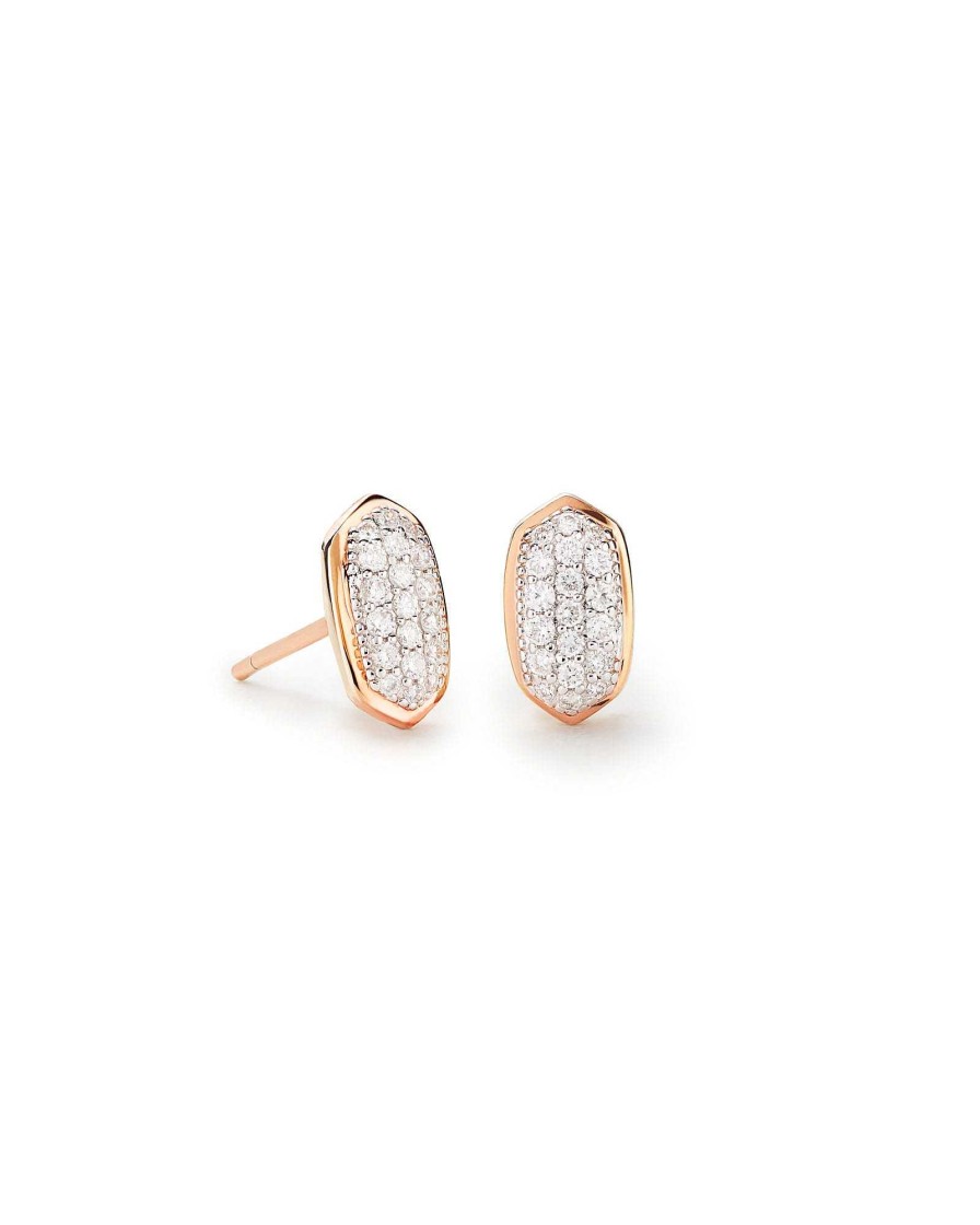 Kendra Scott Earrings | Amelee Earrings In Pave Diamond And 14K Rose Gold