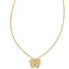 Kendra Scott Necklaces | Mae Gold Butterfly Short Pendant Necklace In Golden Abalone