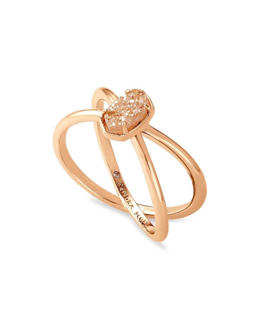 Kendra Scott Rings | Emilie Rose Gold Double Band Ring In Sand Drusy