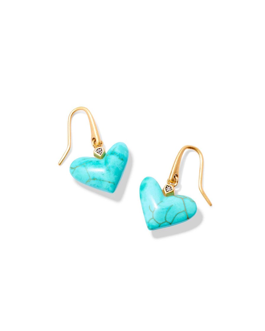 Kendra Scott Earrings | Poppy Vintage Gold Drop Earrings In Variegated Turquoise Magnesite