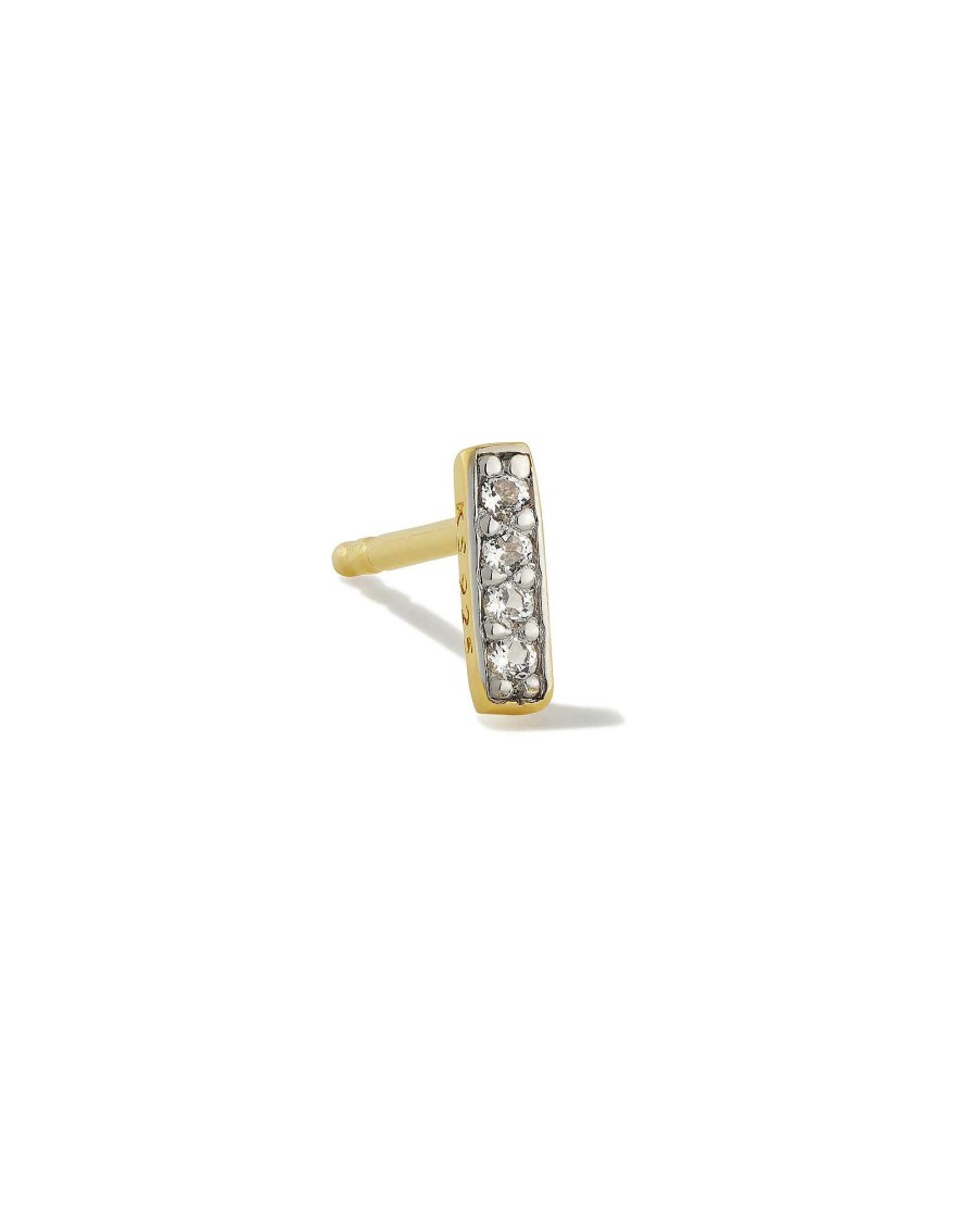 Kendra Scott Earrings | Mini Sparkle Bar 18K Gold Vermeil Single Stud Earring In White Topaz