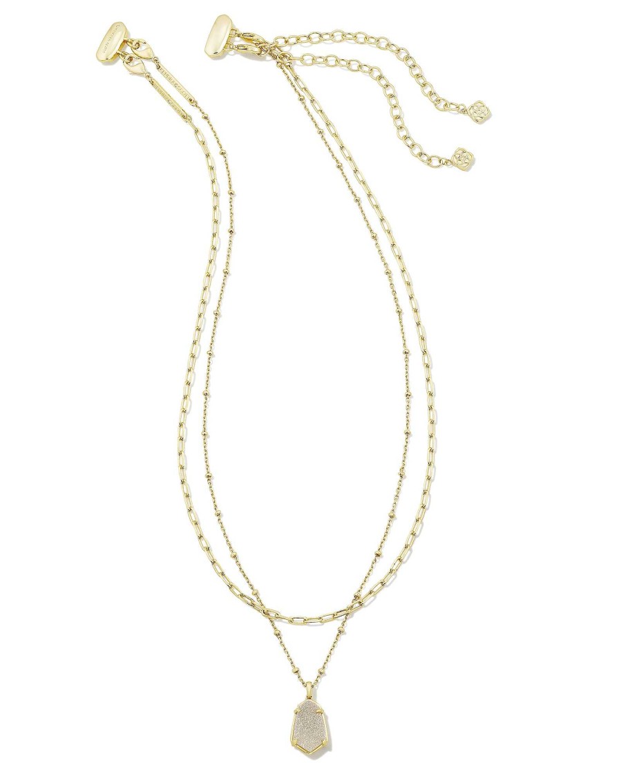 Kendra Scott Necklaces | Alexandria Gold Multi Strand Necklace In Iridescent Drusy