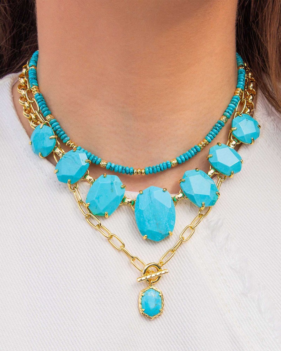 Kendra Scott Necklaces | Daphne Gold Statement Necklace In Variegated Turquoise Magnesite