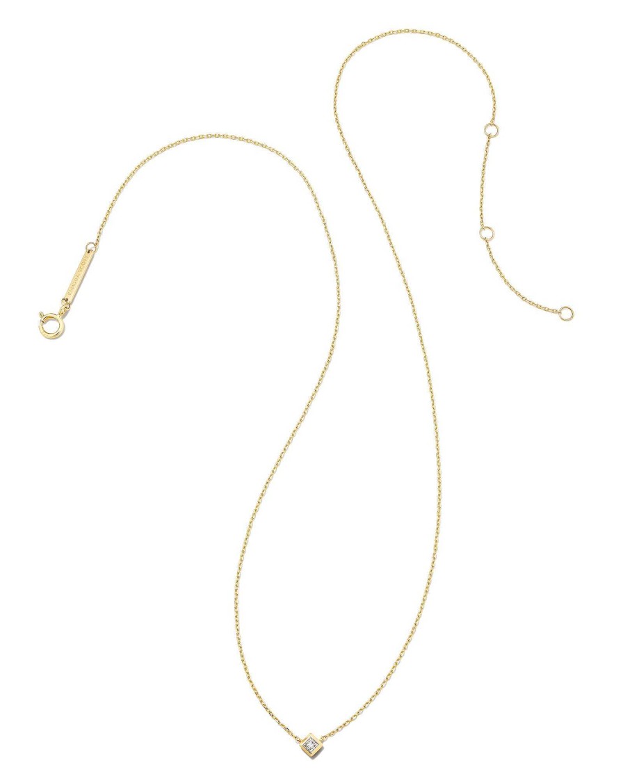 Kendra Scott Necklaces | Michelle 14K Yellow Gold Pendant Necklace In White Diamond