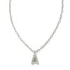 Kendra Scott Necklaces | Crystal Letter A Silver Short Pendant Necklace In White Crystal