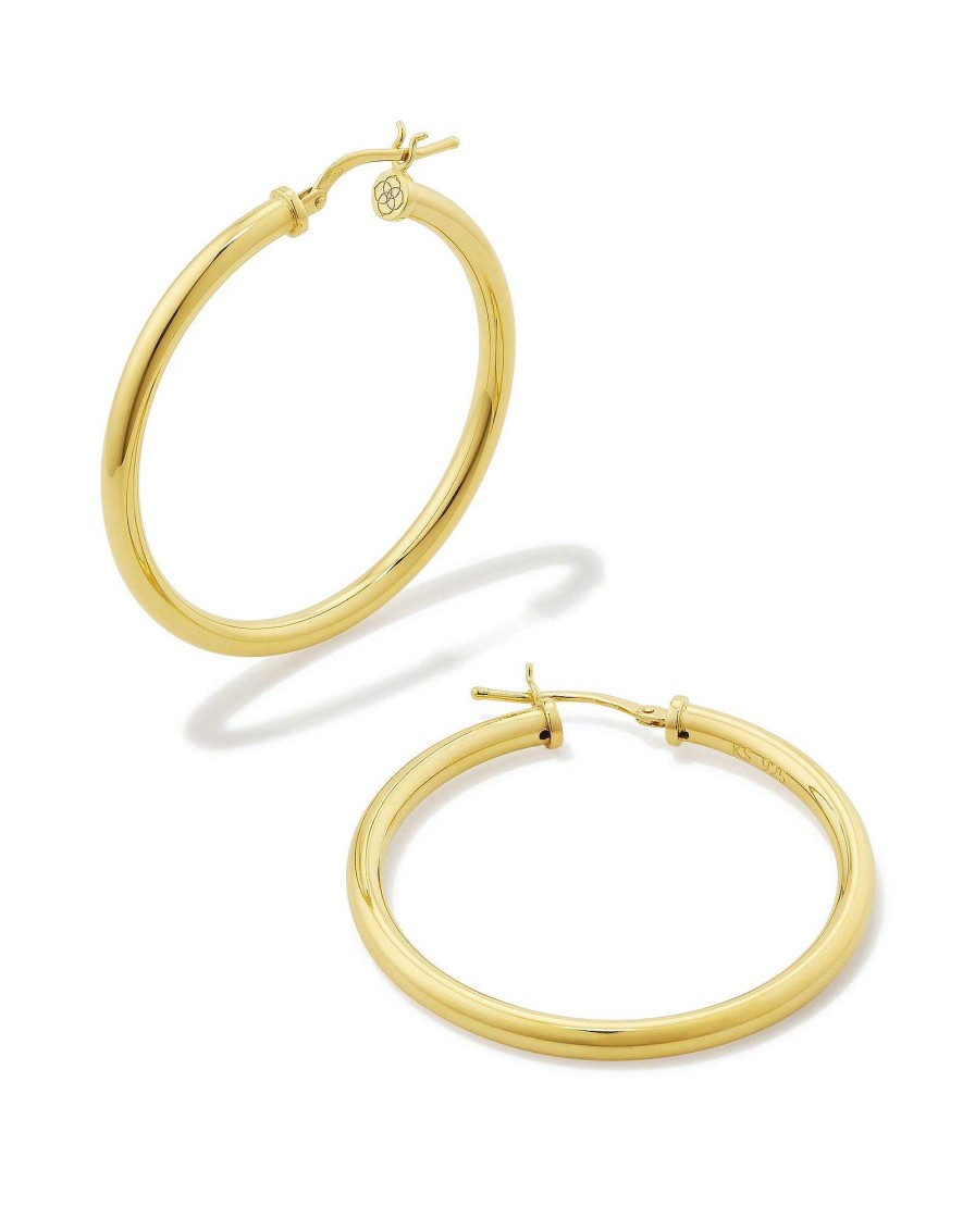 Kendra Scott Earrings | Tube Medium 30Mm Hoop Earrings In 18K Gold Vermeil