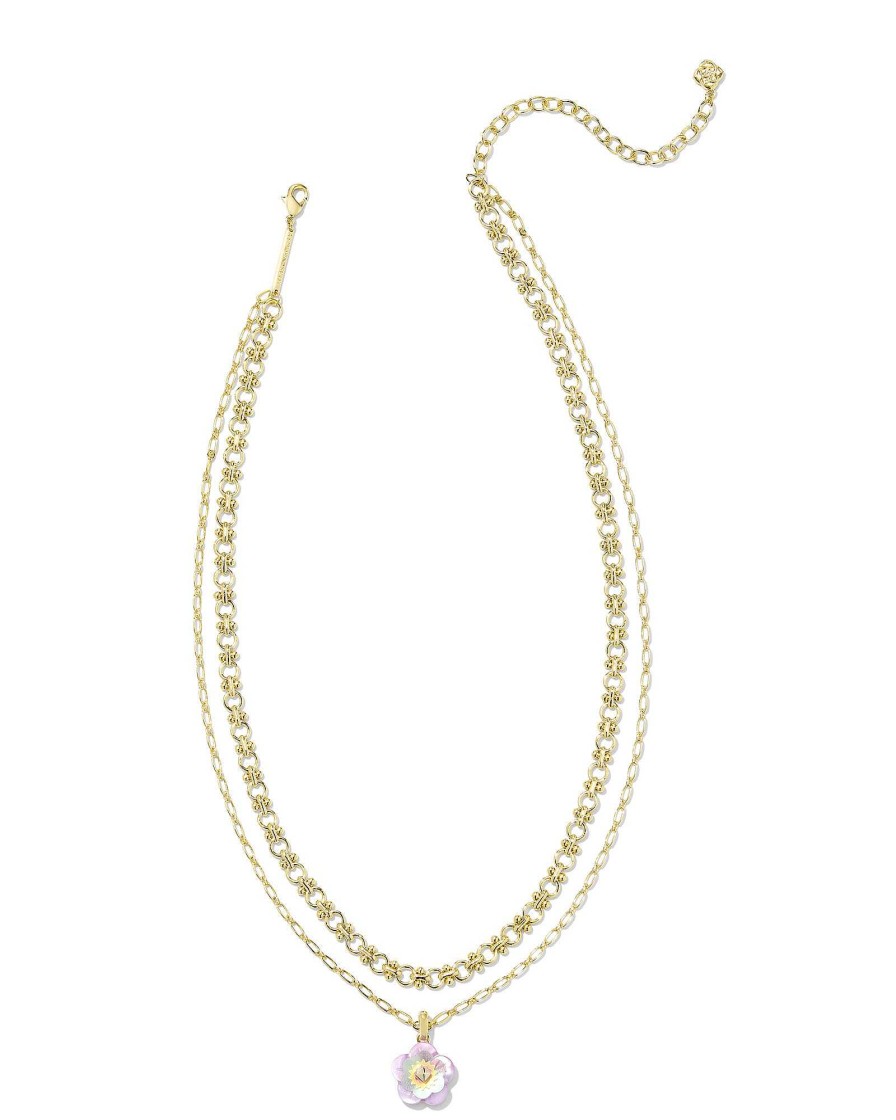 Kendra Scott Necklaces | Deliah Gold Multi Strand Necklace In Pastel Mix